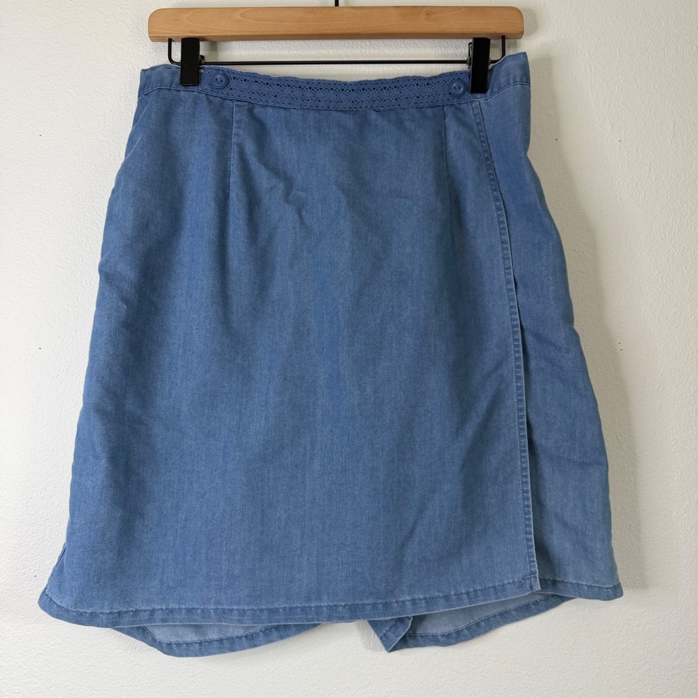 Vintage 90's Alfred Dunner - Chambray Culotte Skort Size 10 Petite